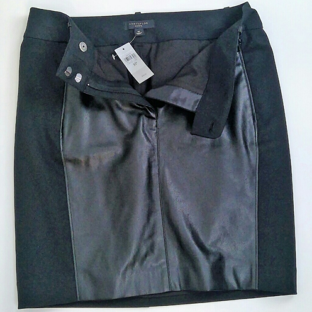 Ann Taylor Petite | Black Faux Leather Skirt